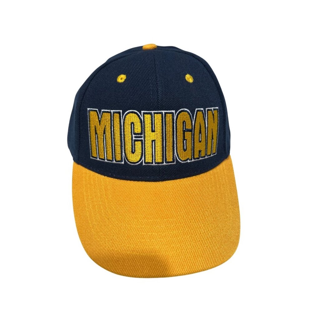 NEW Michigan Embroidered Yellow & Navy Adjustable Cap